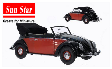 product1:12 | Sunstar 5211 | Volkswagen Beetle Red And Black 1949