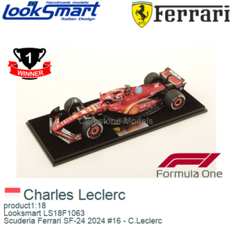 product1:18 | Looksmart LS18F1063 | Scuderia Ferrari SF-24 2024 #16 - C.Leclerc