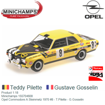 Product 1:18 | Minichamps 155704608 | Opel Commodore A Steinmetz 1970 #8 - T.Pilette - G.Gosselin