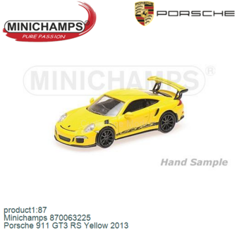 product1:87 | Minichamps 870063225 | Porsche 911 GT3 RS Yellow 2013