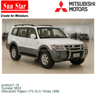 product1:18 | Sunstar 5833 | Mitsubishi Pajero V73 SUV White 1999
