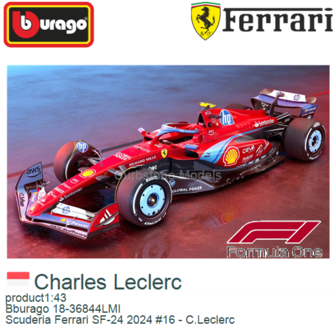 product1:43 | Bburago 18-36844LMI | Scuderia Ferrari SF-24 2024 #16 - C.Leclerc