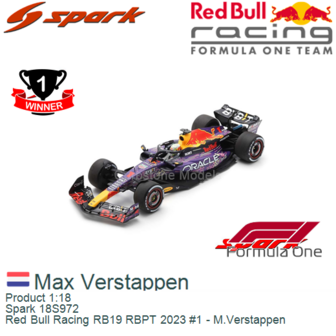 Product 1:18 | Spark 18S972 | Red Bull Racing RB19 RBPT 2023 #1 - M.Verstappen