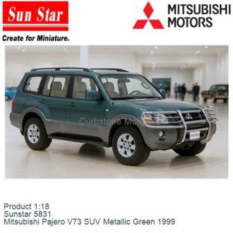 Product 1:18 | Sunstar 5831 | Mitsubishi Pajero V73 SUV Metallic Green 1999