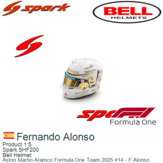 Product 1:5 | Spark 5HF200 | Bell Helmet | Aston Martin Aramco Formula One Team 2025 #14 - F.Alonso