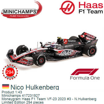 Product 1:43 | Minichamps 417231927 | Moneygram Haas F1 Team VF-23 2023 #3 - N.Hulkenberg