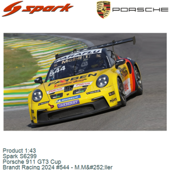 Product 1:43 | Spark S6299 | Porsche 911 GT3 Cup | Brandt Racing 2024 #544 - M.M&amp;#252;ller