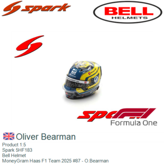 Product 1:5 | Spark 5HF183 | Bell Helmet | MoneyGram Haas F1 Team 2025 #87 - O.Bearman