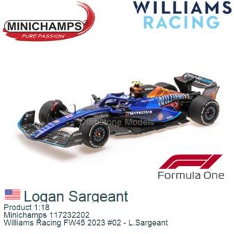 Product 1:18 | Minichamps 117232202 | Williams Racing FW45 2023 #02 - L.Sargeant