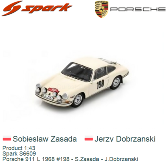 Product 1:43 | Spark S6609 | Porsche 911 L 1968 #198 - S.Zasada - J.Dobrzanski