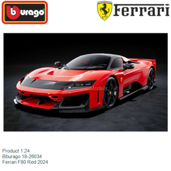 Product 1:24 | Bburago 18-26034 | Ferrari F80 Red 2024