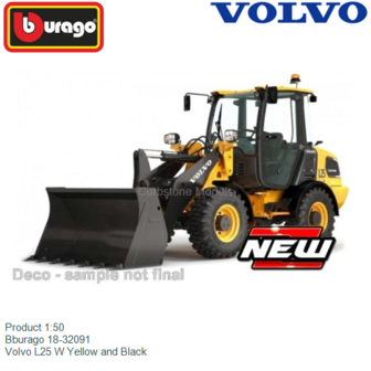 Product 1:50 | Bburago 18-32091 | Volvo L25 W Yellow and Black