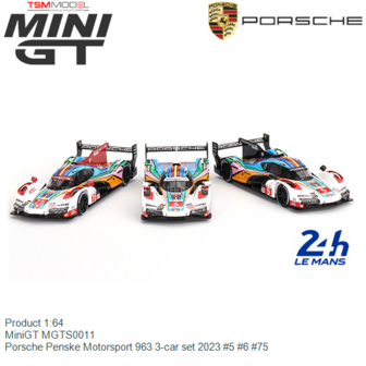 Product 1:64 | MiniGT MGTS0011 | Porsche Penske Motorsport 963 3-car set 2023 #5 #6 #75