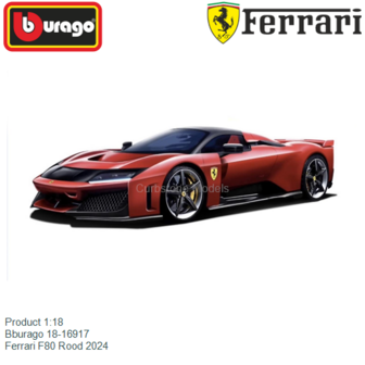 Product 1:18 | Bburago 18-16917 | Ferrari F80 Rood 2024