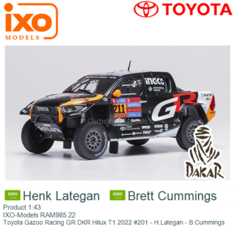 Product 1:43 | IXO-Models RAM985.22 | Toyota Gazoo Racing GR DKR Hilux T1 2022 #201 - H.Lategan - B.Cummings