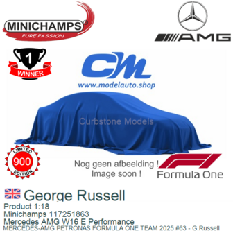 Product 1:18 | Minichamps 117251863 | Mercedes AMG W16 E Performance | MERCEDES-AMG PETRONAS FORMULA ONE TEAM 2025 #63 - G.Russ
