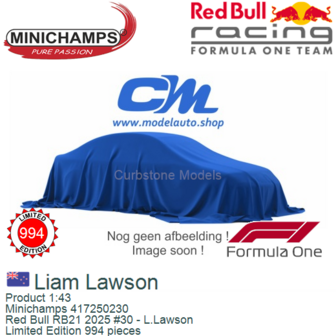 Product 1:43 | Minichamps 417250230 | Red Bull RB21 2025 #30 - L.Lawson