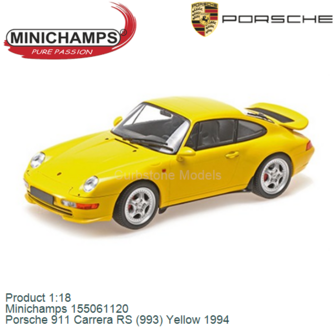 Product 1:18 | Minichamps 155061120 | Porsche 911 Carrera RS (993) Yellow 1994