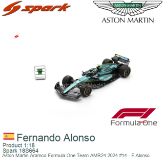 Product 1:18 | Spark 18S664 | Aston Martin Aramco Formula One Team AMR24 2024 #14 - F.Alonso