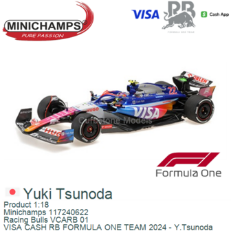 Product 1:18 | Minichamps 117240622 | Racing Bulls VCARB 01 | VISA CASH RB FORMULA ONE TEAM 2024 - Y.Tsunoda