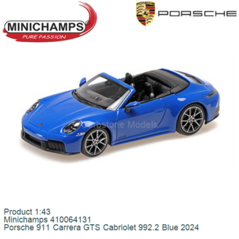 Product 1:43 | Minichamps 410064131 | Porsche 911 Carrera GTS Cabriolet 992.2 Blue 2024