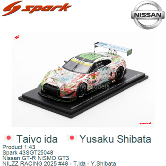 Product 1:43 | Spark 43SGT25048 | Nissan GT-R NISMO GT3 | NILZZ RACING 2025 #48 - T.ida - Y.Shibata 