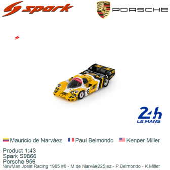 Product 1:43 | Spark S9866 | Porsche 956 | NewMan Joest Racing 1985 #8 - M.de Narv&amp;#225;ez - P.Belmondo - K.Miller