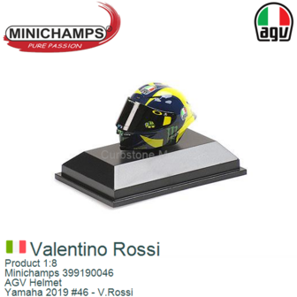 Product 1:8 | Minichamps 399190046 | AGV Helmet | Yamaha 2019 #46 - V.Rossi