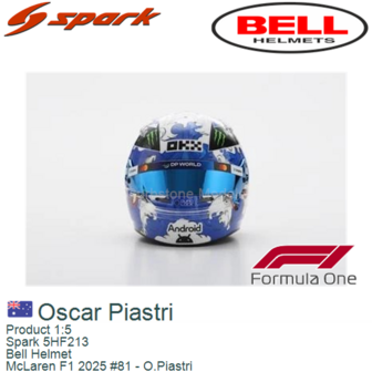 Product 1:5 | Spark 5HF213 | Bell Helmet | McLaren F1 2025 #81 - O.Piastri