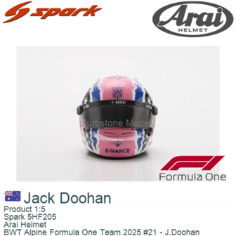 Product 1:5 | Spark 5HF205 | Arai Helmet | BWT Alpine Formula One Team 2025 #21 - J.Doohan