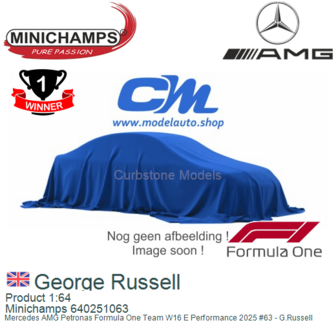 Product 1:64 | Minichamps 640251063 | Mercedes AMG Petronas Formula One Team W16 E Performance 2025 #63 - G.Russell