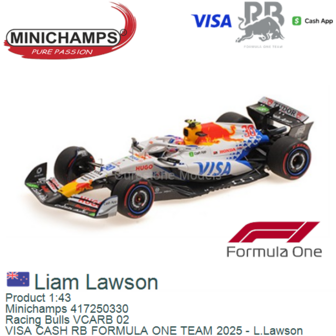 Product 1:43 | Minichamps 417250330 | Racing Bulls VCARB 02 | VISA CASH RB FORMULA ONE TEAM 2025 - L.Lawson