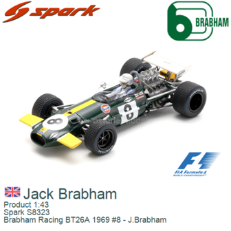 Product 1:43 | Spark S8323 | Brabham Racing BT26A 1969 #8 - J.Brabham