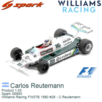 Product 1:43 | Spark S6993 | Williams Racing FW07B 1980 #28 - C.Reutemann
