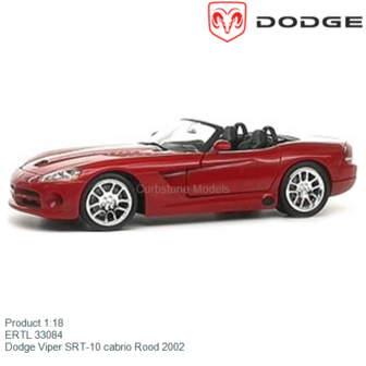 Product 1:18 | ERTL 33084 | Dodge Viper SRT-10 cabrio Rood 2002