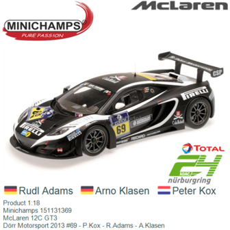 Product 1:18 | Minichamps 151131369 | McLaren 12C GT3 | D&ouml;rr Motorsport 2013 #69 - P.Kox - R.Adams - A.Klasen