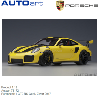 Product 1:18 | Autoart 78172 | Porsche 911 GT2 RS Geel / Zwart 2017