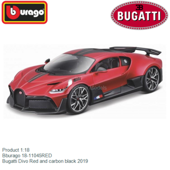 Product 1:18 | Bburago 18-11045RED | Bugatti Divo Red and carbon black 2019