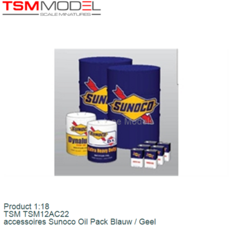 Product 1:18 | TSM TSM12AC22 | accessoires Sunoco Oil Pack Blauw / Geel