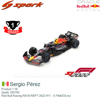Product 1:18 | Spark 18S763 | Red Bull Racing RB18 RBPT 2022 #11 - S.P&amp;#233;rez