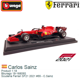 Product 1:18 | Bburago 18-16809S | Scuderia Ferrari SF21 2021 #55 - C.Sainz