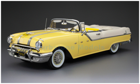 Product 1:18 | Sunstar 5059 | Pontiac Star Chief Open Convertible Avalon Yellow and White Mist 1955