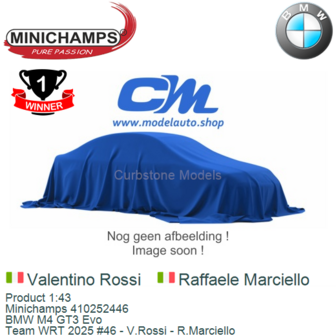 Product 1:43 | Minichamps 410252446 | BMW M4 GT3 Evo | Team WRT 2025 #46 - V.Rossi - R.Marciello