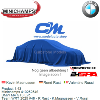 Product 1:43 | Minichamps 410252546 | BMW M4 GT3 Evo | Team WRT 2025 #46 - R.Rast - K.Magnussen - V.Rossi