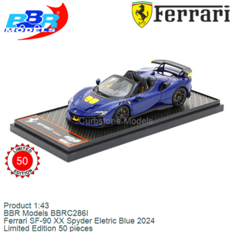Product 1:43 | BBR Models BBRC286I | Ferrari SF-90 XX Spyder Eletric Blue 2024
