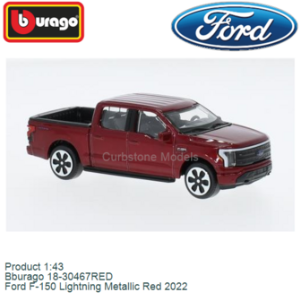 Product 1:43 | Bburago 18-30467RED | Ford F-150 Lightning Metallic Red 2022
