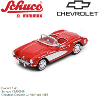 Product 1:43 | Schuco 43U00048 | Chevrolet Corvette C1 V8 Rood 1956