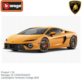 Product 1:18 | Bburago 18-11052ORANGE | Lamborghini Temerario Orange 2025