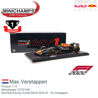 Product 1:12 | Minichamps 127221501 | Red Bull Racing Honda RB18 2022 #1 - M.Verstappen