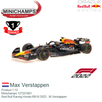 Product 1:12 | Minichamps 127221801 | Red Bull Racing Honda RB18 2022 - M.Verstappen